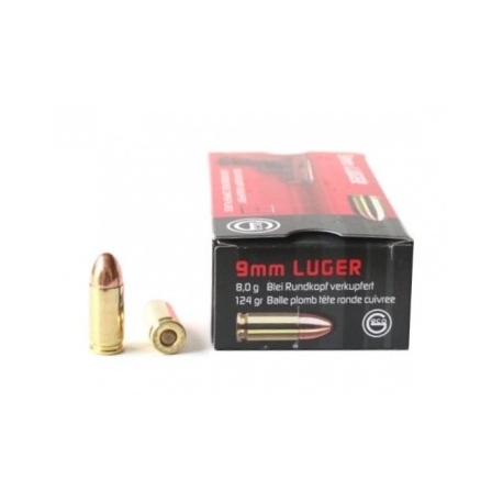 Cartucho GECO cal 9mm PB Punta Plomo cobreada 124 gr