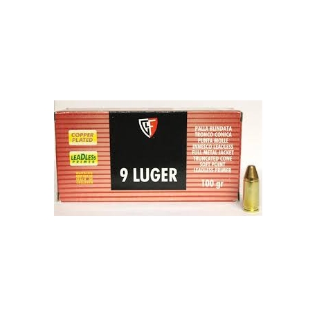 Cartcuhos Fiocchi del 9 luger troncoconica semiblindada de 100 grains.