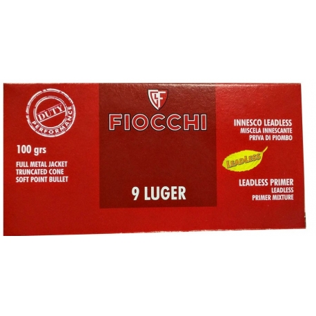 Cartcuhos Fiocchi del 9 luger troncoconica semiblindada de 100 grains.